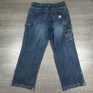 VTG Y2K Abercrombie Fitch Carpenter Jeans Baggy Blue Denim 34x36 Workwear Skater